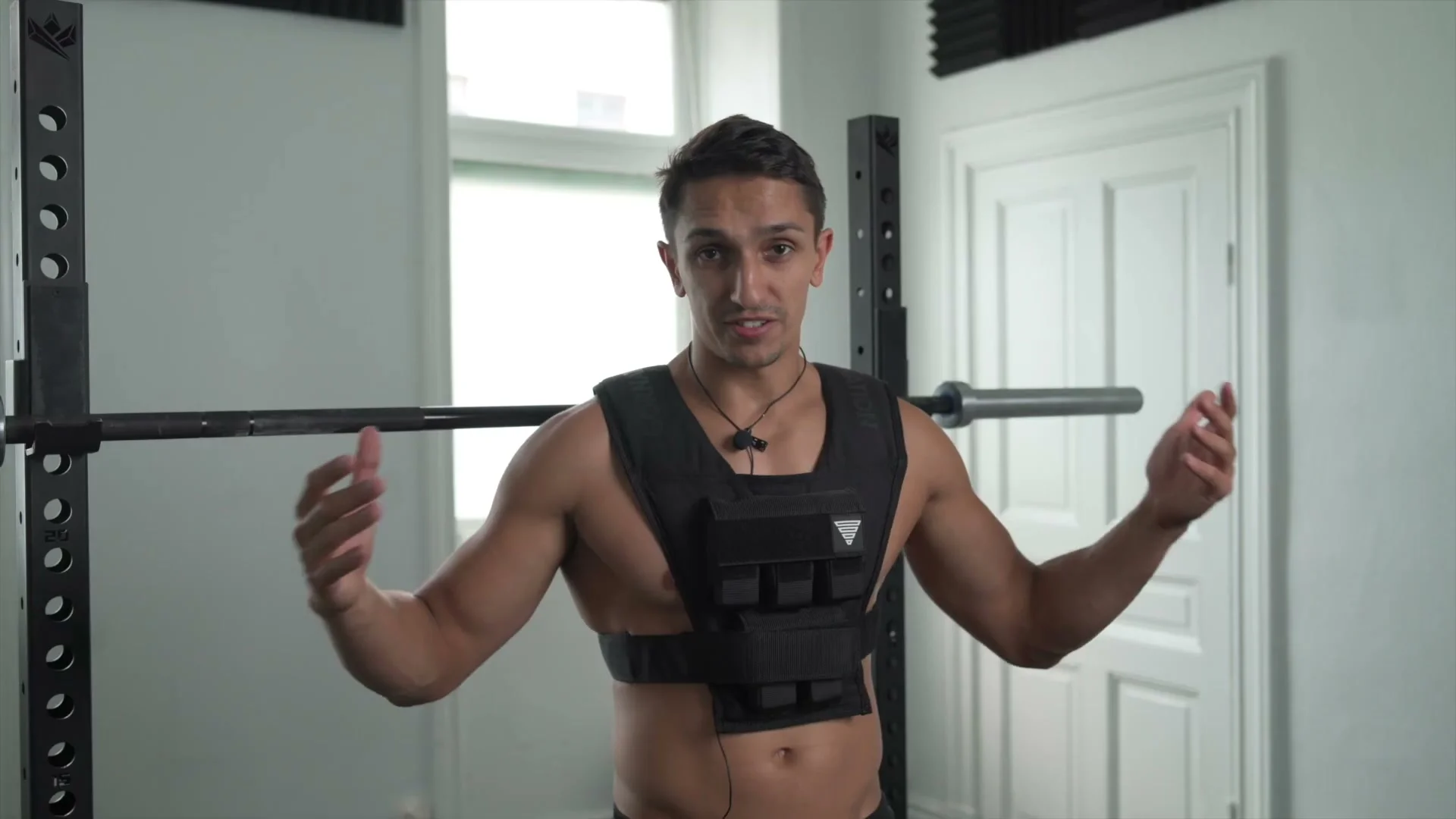 Close view of GORNATION weight vest shoulder padding and strap fit during wear